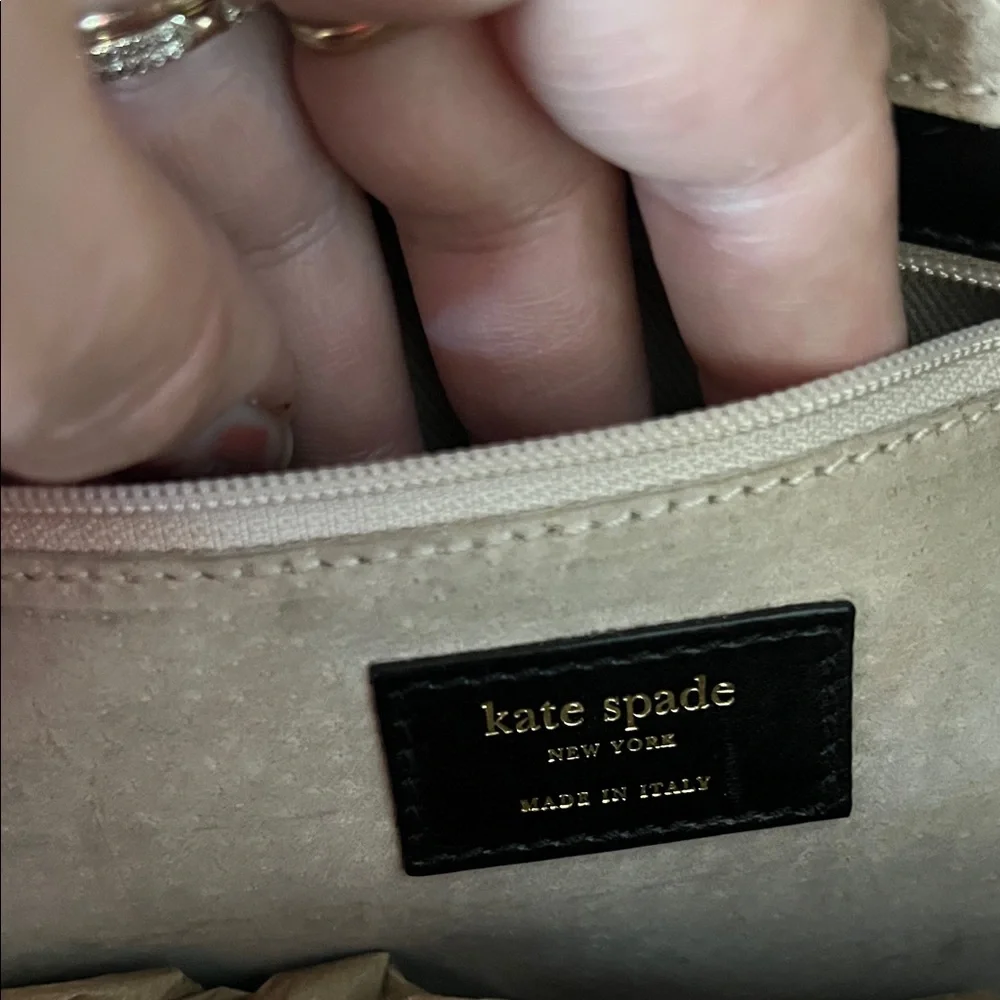 Kate Spade Black and Cream Checkered Shoulder Bag Calf Hair Leather Box